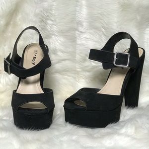 Black bamboo heels